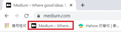 把Medium連結放在書籤列最前面